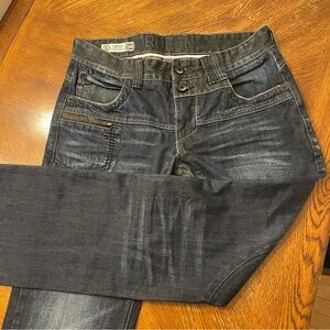 RUFEN Men’s Dark Blue Jeans with black straight leg grunge size 34/32